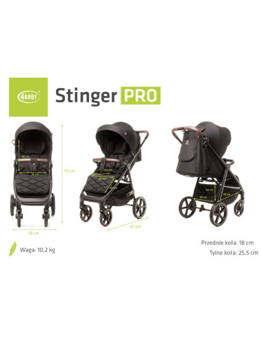 4BABY-958364,Carucior sport (max. 22 Kg) 4Baby STINGER PRO Negru