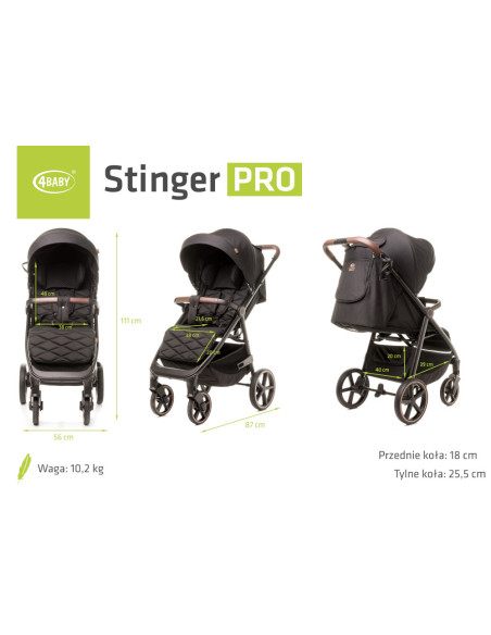 4BABY-958364,Carucior sport (max. 22 Kg) 4Baby STINGER PRO Negru