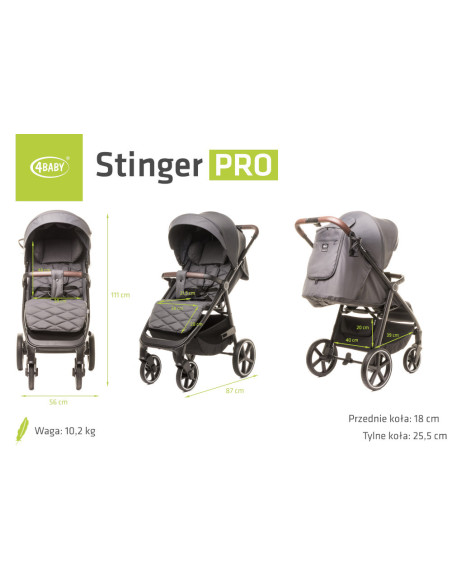 4BABY-958371,Carucior sport (max. 22 Kg) 4Baby STINGER PRO Grafit