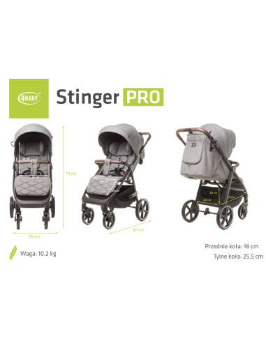 4BABY-958395,Carucior sport (max. 22 Kg) 4Baby STINGER PRO Gri Melange