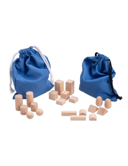 Set de 20 corpuri geometrice din lemn in saci,Vin85761