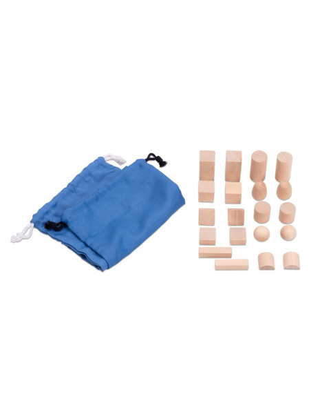 Set de 20 corpuri geometrice din lemn in saci,Vin85761