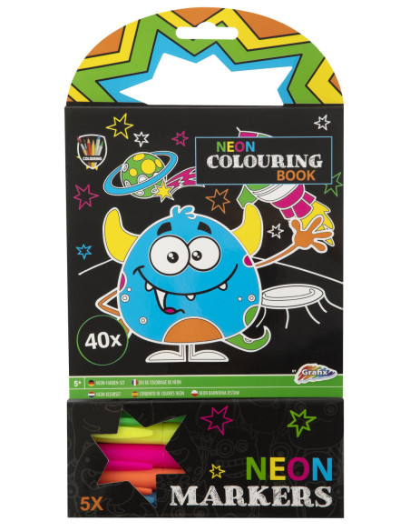 Carte de colorat cu carioci neon - Monstrulet,150079-1
