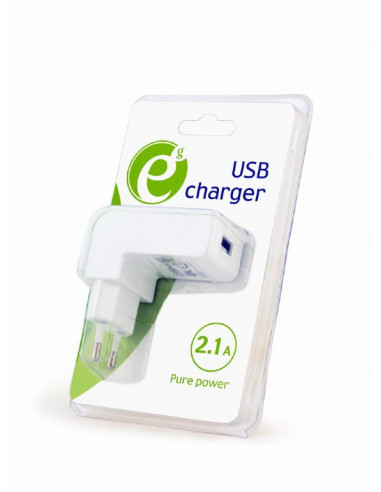 ALIMENTATOR retea 220V GEMBIRD, universal, 1 x USB, 2.1A, alb