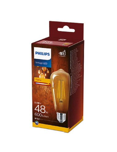 BEC LED Philips, soclu E27, putere 5.5W, forma stil lampa TV