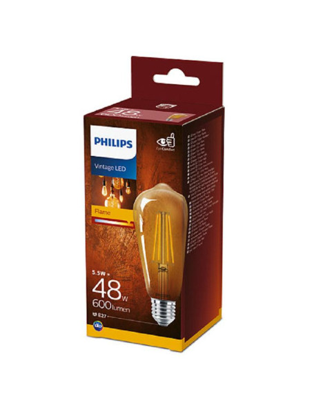 BEC LED Philips, soclu E27, putere 5.5W, forma stil lampa TV
