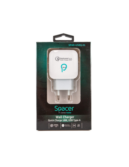 INCARCATOR retea SPACER Quick Charge 3.0 18W, 1 x USB
