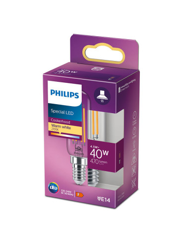 BEC LED Philips, soclu E14, putere 4.5W, forma tub, lumina alb
