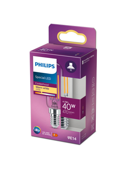 BEC LED Philips, soclu E14, putere 4.5W, forma tub, lumina alb
