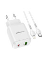 Incarcator Retea cu cablu USB Type C - Lightning Blue Power