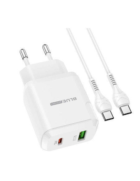 Incarcator Retea cu cablu USB Type-C - USB Type-C Blue Power