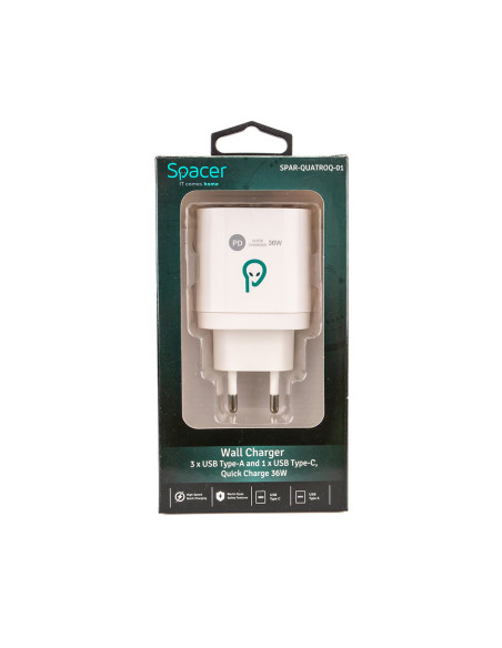 ALIMENTATOR retea SPACER Quick Charge 36W, 1 x USB Type-C 20W +