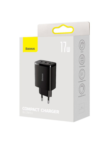 INCARCATOR retea Baseus Compact, Fast Charge 17W, 3 x USB
