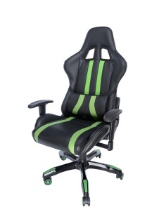 SCAUN GAMING SPACER imitatie piele, black & green, brate 2