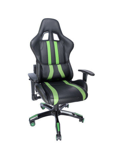 SCAUN GAMING SPACER imitatie piele, black & green, brate SCAUN GAMING SPACER imitatie piele, black & green, brate