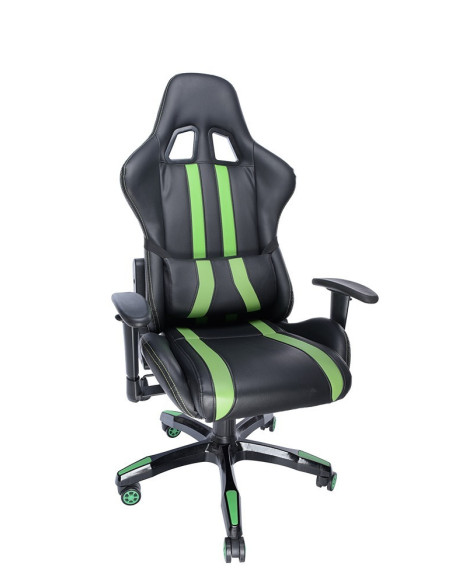 SCAUN GAMING SPACER imitatie piele, black & green, brate SCAUN GAMING SPACER imitatie piele, black & green, brate