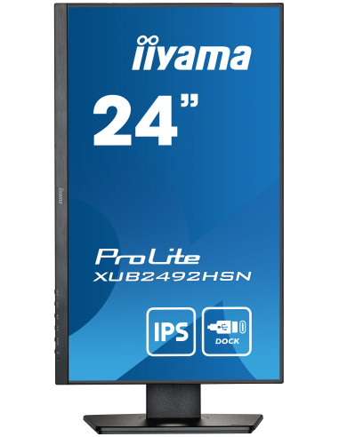 IIYAMA PROLITE XUB2492HSN-B1 23.8" IPS 1920x1080 @75Hz USB-C Dock 65W + LAN, HDMI, DP, Full Ergo