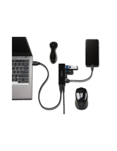 RY-K39122EU,HUB extern KENSINGTON, porturi USB: USB 3.0 x 4, conectare prin USB 3.0, alimentare retea 220 V, cablu 0.3 m, negru,