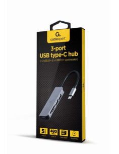 RY-UHB-CM-CRU3P1U2P2-01,HUB extern GEMBIRD, porturi USB: USB 3.1 x 1, USB 2.0 x 2, conectare prin USB Type-C, suport SD / MicroS