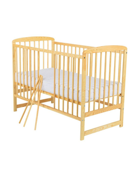 BN-BOOLA01NT,Babyneeds - Patut din lemn Ola 120x60 cm, Din lemn de pin, Stabil si rezistent, Inaltime saltea reglabila pe 3 nive