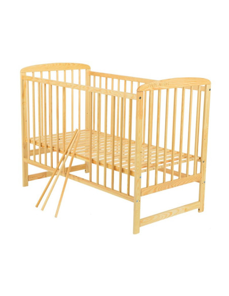 BN-BOOLA01NT,Babyneeds - Patut din lemn Ola 120x60 cm, Din lemn de pin, Stabil si rezistent, Inaltime saltea reglabila pe 3 nive