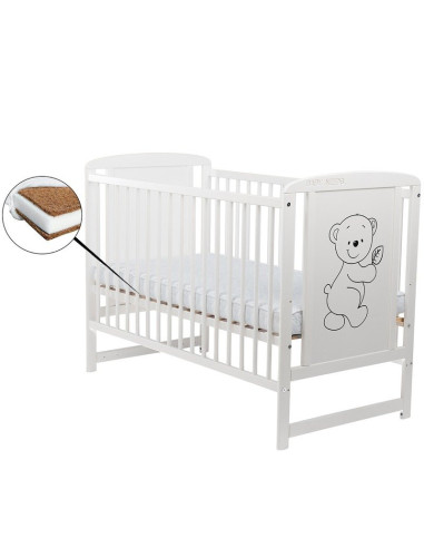 BN-BOTIM10CM01AL,BabyNeeds - Patut din lemn Timmi 120x60 cm, Din lemn de pin si mdf, Stabil si rezistent, Inaltime saltea reglab