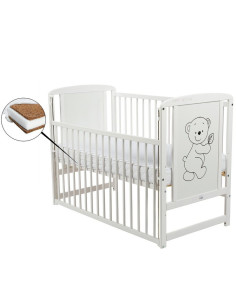 BN-BOTIM10CM03AL,Babyneeds - Patut din lemn Timmi 120x60 cm, Cu laterala culisanta, Din lemn de pin si mdf, Stabil si rezistent,