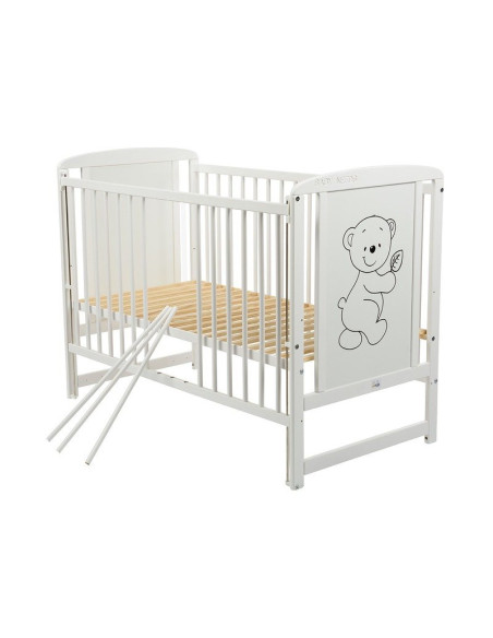 BN-BOTIM10CM03AL,Babyneeds - Patut din lemn Timmi 120x60 cm, Cu laterala culisanta, Din lemn de pin si mdf, Stabil si rezistent,