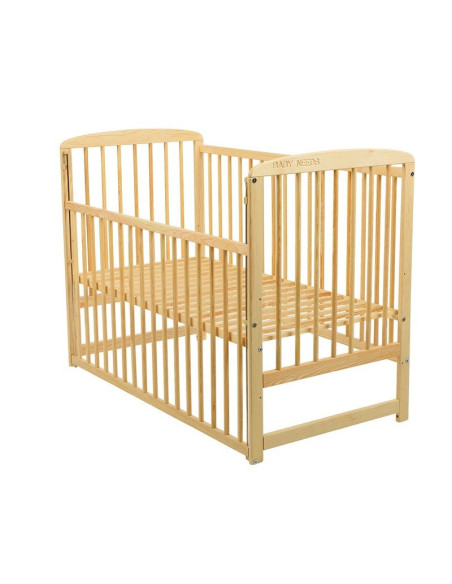BN-BOOLA03NT,BabyNeeds - Patut din lemn Ola 120x60 cm, Cu laterala culisanta, Din lemn de pin, Stabil si rezistent, Inaltime sal