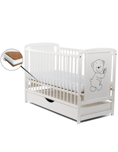 BN-BOTIM10CM02AL,Babyneeds - Patut din lemn Timmi 120x60 cm, Cu sertar cu capac, Din lemn de pin si mdf, Stabil si rezistent, In