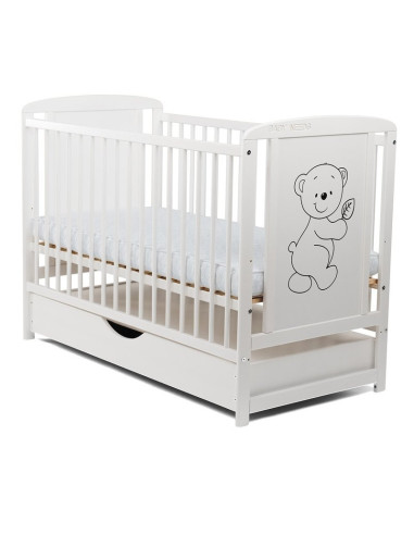 BN-BOTIM10CM02AL,Babyneeds - Patut din lemn Timmi 120x60 cm, Cu sertar cu capac, Din lemn de pin si mdf, Stabil si rezistent, In