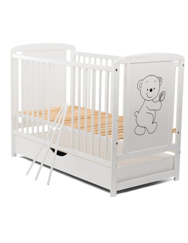 BN-BOTIM10CM02AL,Babyneeds - Patut din lemn Timmi 120x60 cm, Cu sertar cu capac, Din lemn de pin si mdf, Stabil si rezistent, In
