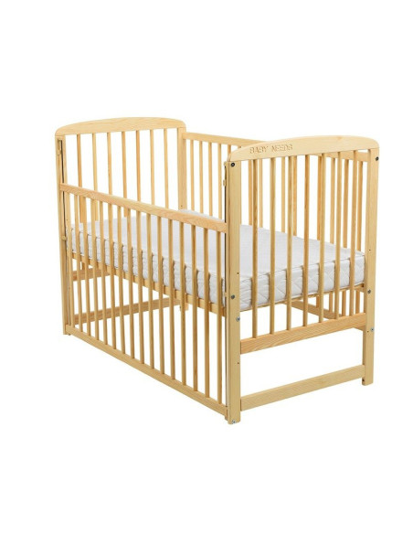 BN-BOOLA10CM03NT,BabyNeeds - Patut din lemn Ola 120x60 cm, Cu laterala culisanta, Din lemn de pin, Stabil si rezistent, Inaltime