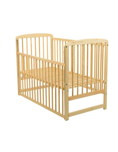 BN-BOOLA10CM03NT,BabyNeeds - Patut din lemn Ola 120x60 cm, Cu laterala culisanta, Din lemn de pin, Stabil si rezistent, Inaltime