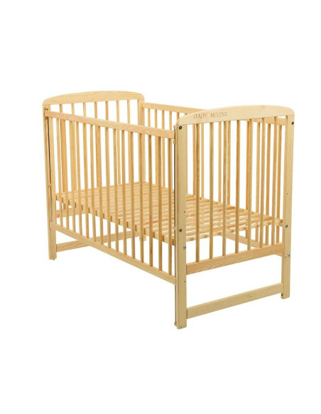 BN-BOOLA10CM03NT,BabyNeeds - Patut din lemn Ola 120x60 cm, Cu laterala culisanta, Din lemn de pin, Stabil si rezistent, Inaltime