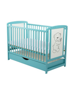 BN-BOTIM02MIN,BabyNeeds - Patut din lemn Timmi 120x60 cm, Cu sertar cu capac, Din lemn de pin si mdf, Stabil si rezistent, Inalt