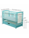 BN-BOTIM02MIN,BabyNeeds - Patut din lemn Timmi 120x60 cm, Cu sertar cu capac, Din lemn de pin si mdf, Stabil si rezistent, Inalt