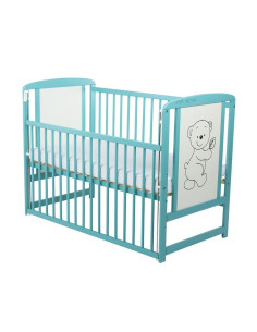 BN-BOTIM03MIN,BabyNeeds - Patut din lemn Timmi 120x60 cm, Cu laterala culisanta, Din lemn de pin si mdf, Stabil si rezistent, In