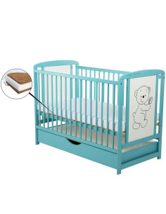 BN-BOTIM10CM02MIN,BabyNeeds - Patut din lemn Timmi 120x60 cm, Cu sertar cu capac, Din lemn de pin si mdf, Stabil si rezistent, I