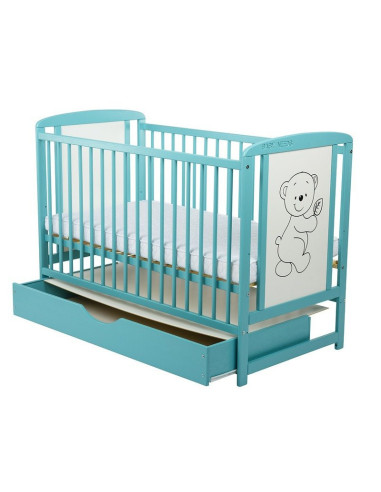 BN-BOTIM10CM02MIN,BabyNeeds - Patut din lemn Timmi 120x60 cm, Cu sertar cu capac, Din lemn de pin si mdf, Stabil si rezistent, I