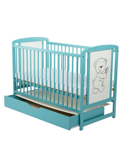 BN-BOTIM10CM02MIN,BabyNeeds - Patut din lemn Timmi 120x60 cm, Cu sertar cu capac, Din lemn de pin si mdf, Stabil si rezistent, I