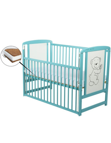 BN-BOTIM10CM03MIN,BabyNeeds - Patut din lemn Timmi 120x60 cm, Cu laterala culisanta, Din lemn de pin si mdf, Stabil si rezistent