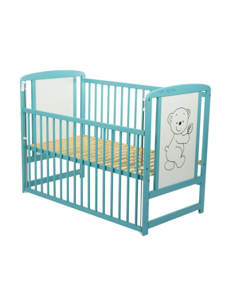 BN-BOTIM10CM03MIN,BabyNeeds - Patut din lemn Timmi 120x60 cm, Cu laterala culisanta, Din lemn de pin si mdf, Stabil si rezistent