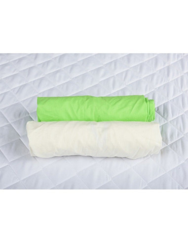 BN-BN77,BabyNeeds - Set 2 cearceafuri cu elastic 120x60 cm, Crem+Verde