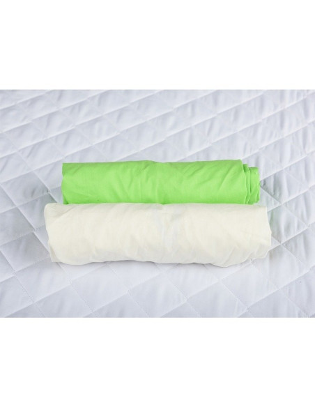 BN-BN77,BabyNeeds - Set 2 cearceafuri cu elastic 120x60 cm, Crem+Verde