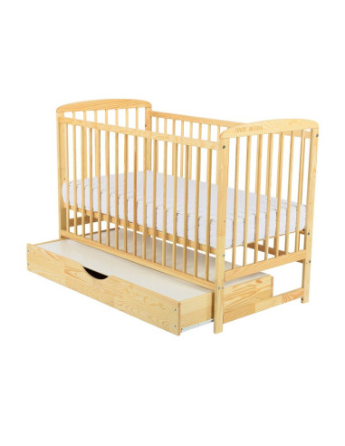 BN-BOOLA02NT,BabyNeeds - Patut din lemn Ola 120x60 cm, Cu sertar cu capac, Din lemn de pin si mdf, Stabil si rezistent, Inaltime