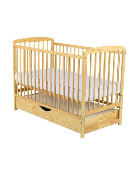 BN-BOOLA02NT,BabyNeeds - Patut din lemn Ola 120x60 cm, Cu sertar cu capac, Din lemn de pin si mdf, Stabil si rezistent, Inaltime
