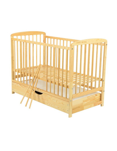 BN-BOOLA02NT,BabyNeeds - Patut din lemn Ola 120x60 cm, Cu sertar cu capac, Din lemn de pin si mdf, Stabil si rezistent, Inaltime