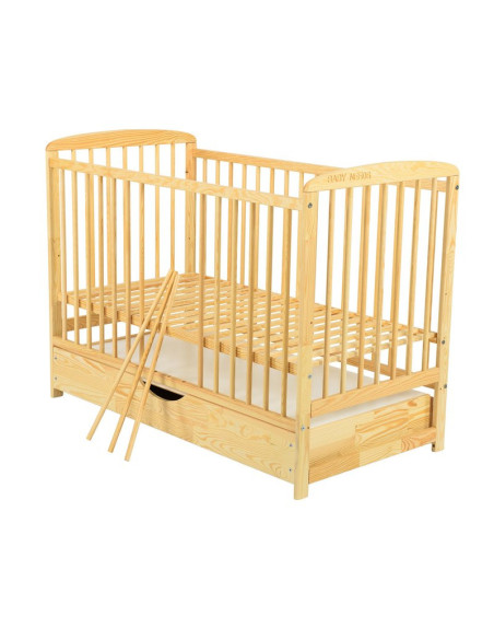 BN-BOOLA02NT,BabyNeeds - Patut din lemn Ola 120x60 cm, Cu sertar cu capac, Din lemn de pin si mdf, Stabil si rezistent, Inaltime