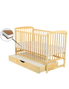 BN-BOOLA10CM02NT,BabyNeeds - Patut din lemn Ola 120x60 cm, Cu sertar cu capac, Din lemn de pin si mdf, Stabil si rezistent, Inal